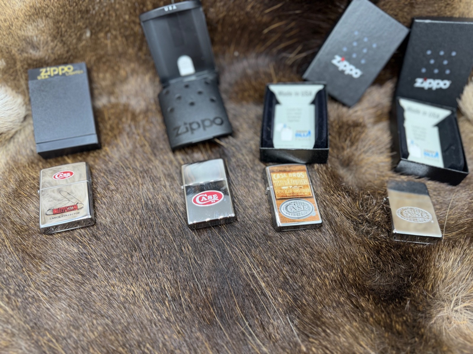 Four (4) Factory Case / Zippo Lighters Mint With Stickers In Box – RARE #11