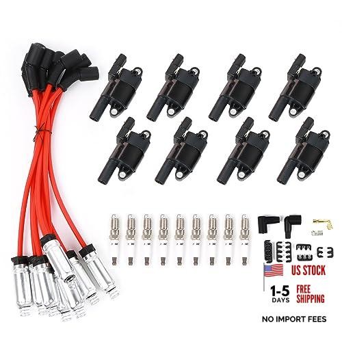 8PCS UF414 Round Ignition Coils Pack & UF414 Ignition Coil & Spark Plug & Wires