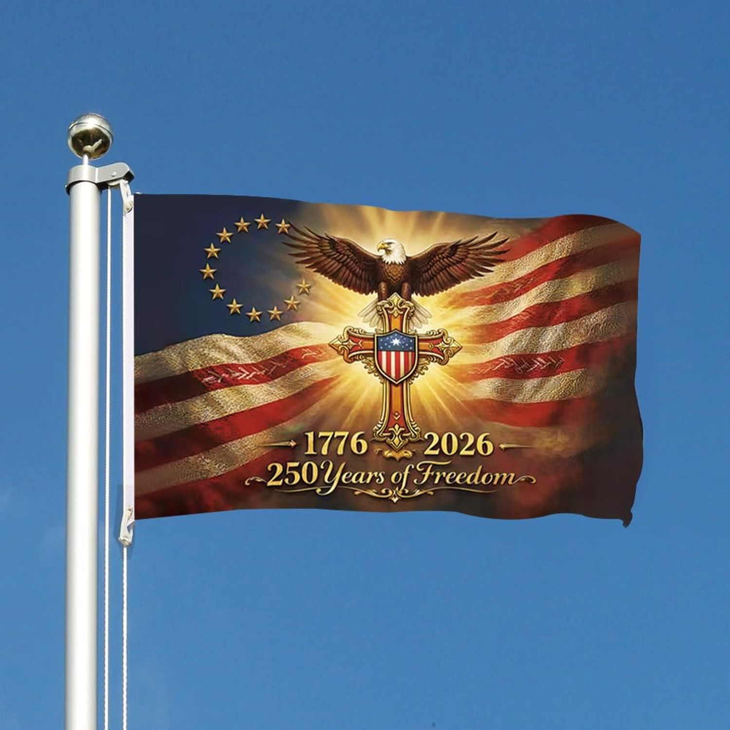 250 Anniversary USA Flag Patriotic 250th Anniversary Flag 3×5 Ft Double Sided…