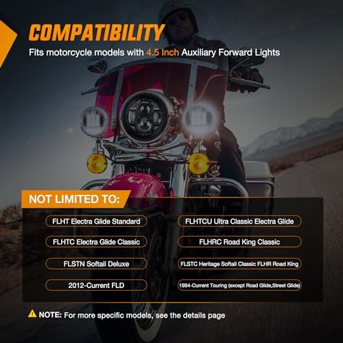 Motorcycle 2PCS 4.5 Inch LED Fog Lights Passing 4.5Inch Fog Lights 2Pcs Black