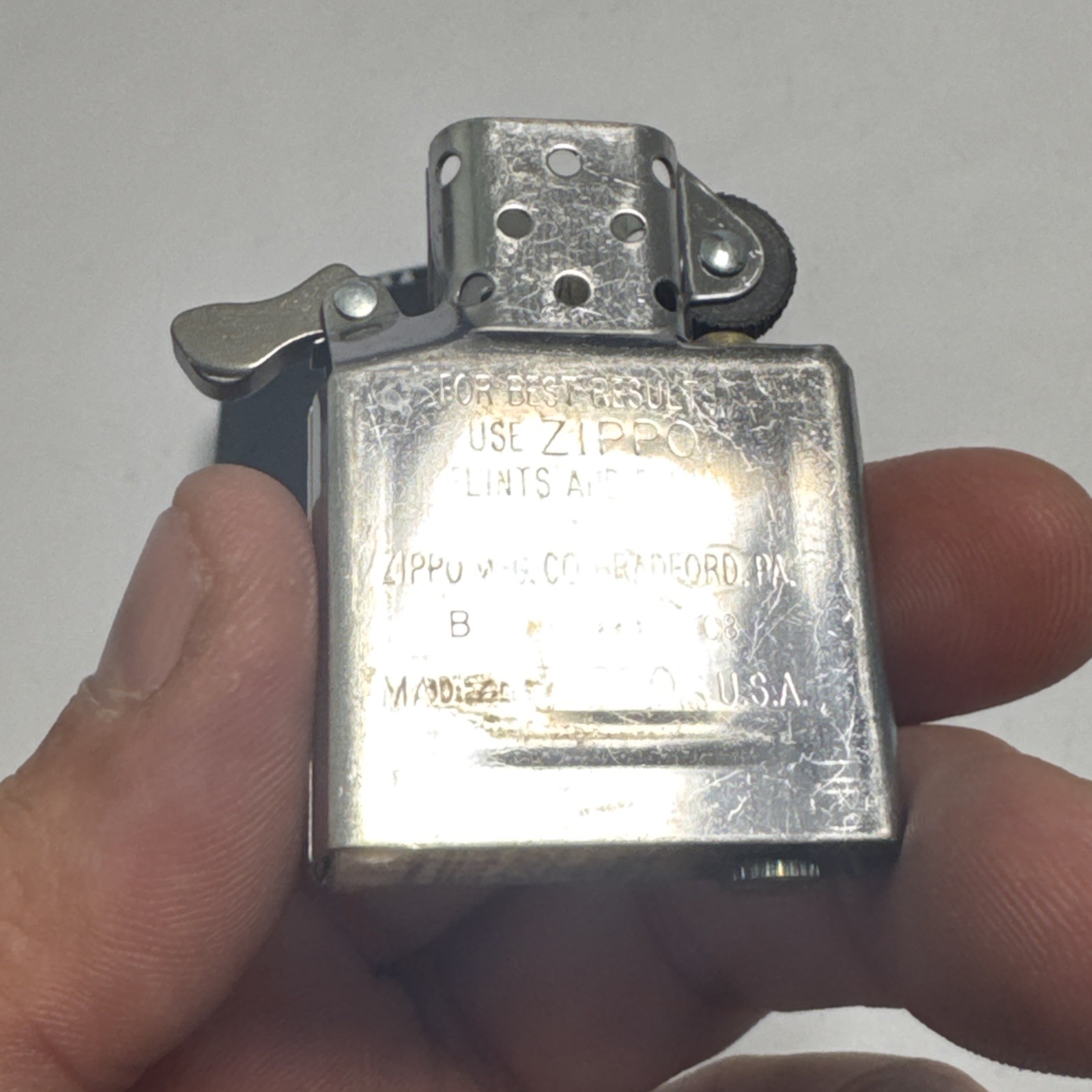 Rare HTF Brass Zippo Lighter Wasted Space #20447 Music Microphone Wings Clean