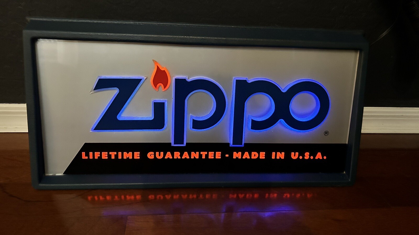 Vintage Zippo Lighted Advertising Countertop Display Sign 20”x9” EX