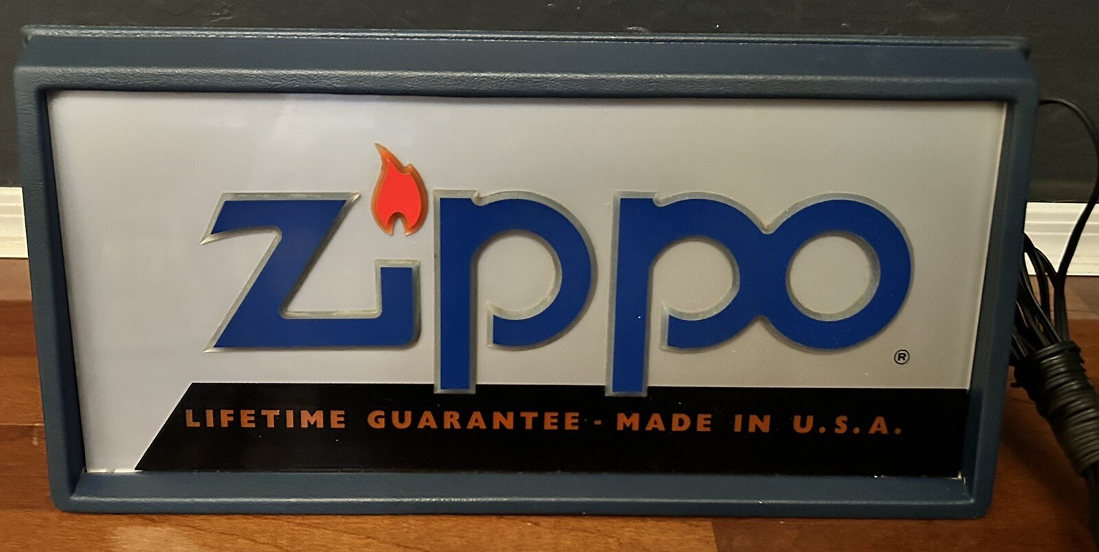 Vintage Zippo Lighted Advertising Countertop Display Sign 20”x9” EX