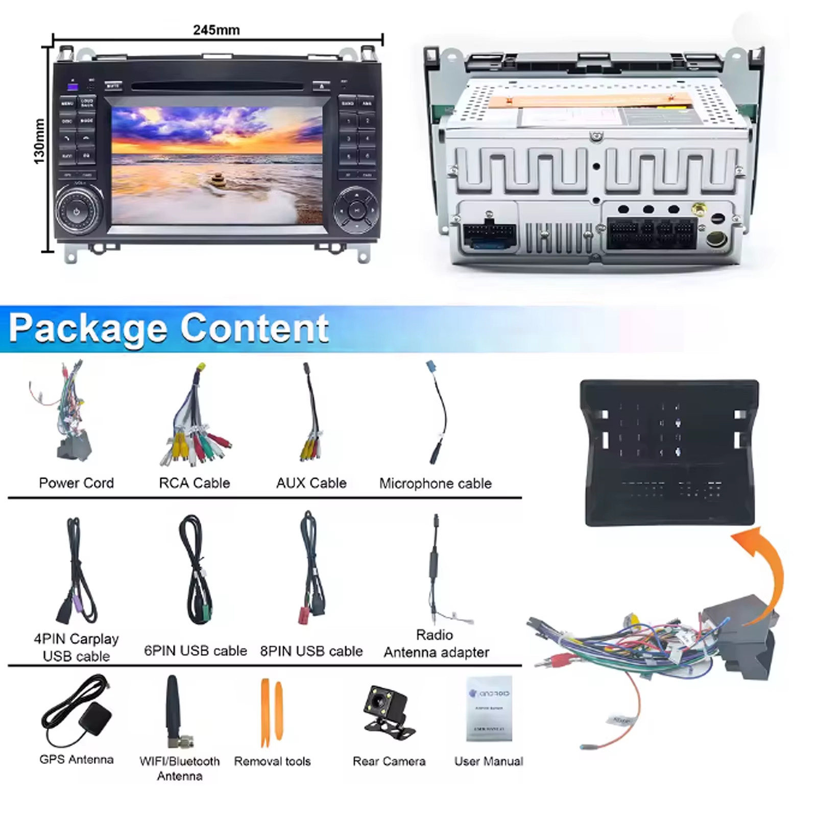 Android Car Radio for Benz W169 W245 B16 B170 B180 B200 W639 Vito Viano W906 Mul