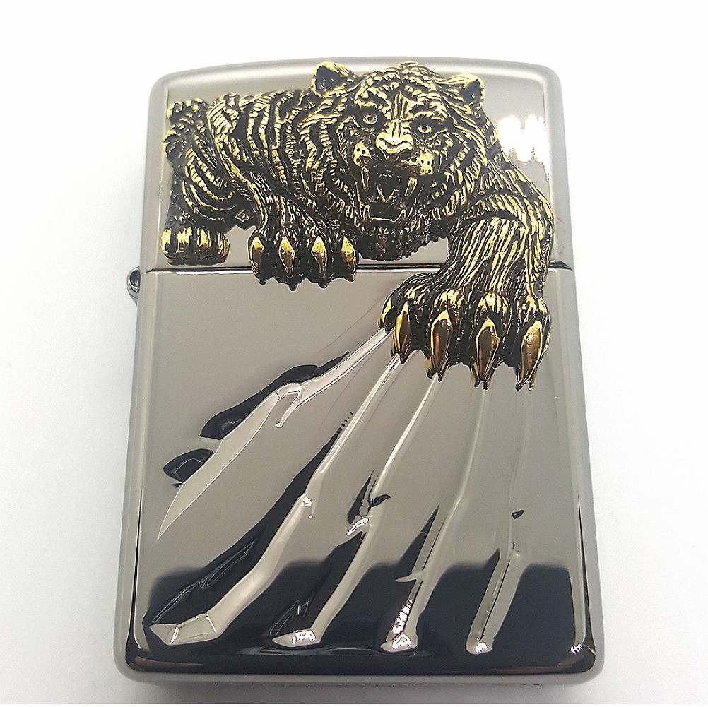 Zippo Tiger Claw BK Lighter Genuine Authentic Org Packing 6 Flints set Free GIFT
