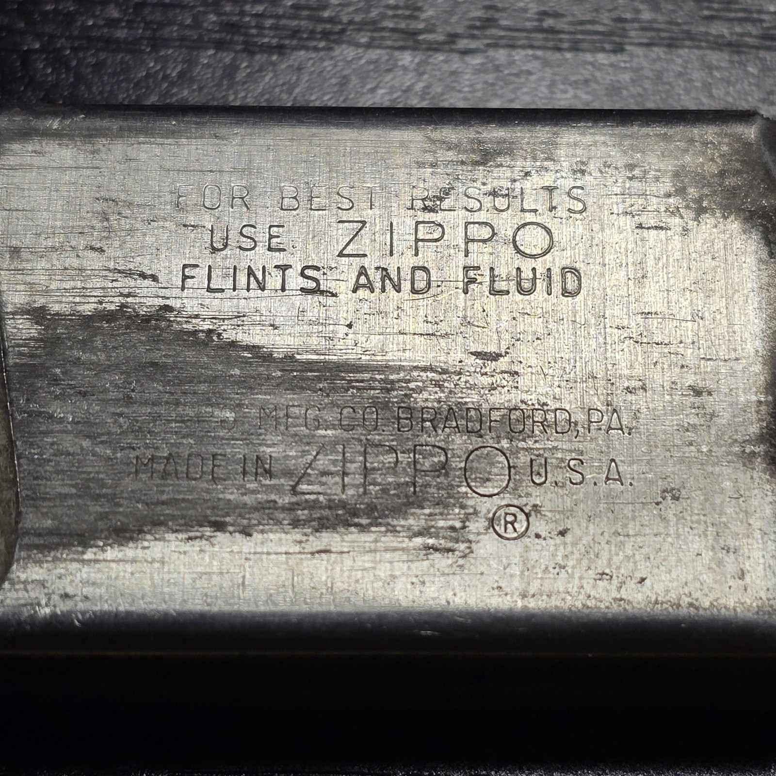 VTG Zippo Slim Windproof Lighter 1969 Engine Turned Cartouche Silver Tone USA