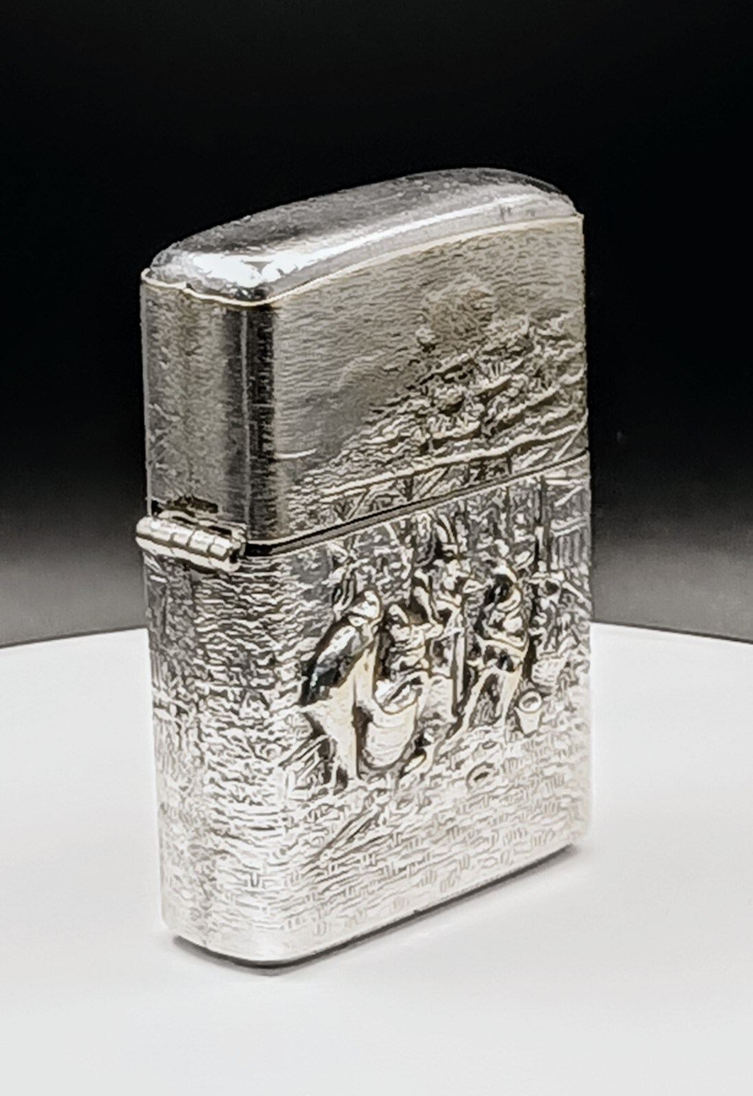 Vintage Ornate Sterling Plated Sleeve 1958 Zippo Lighter Pat Pend 2517191 Workin