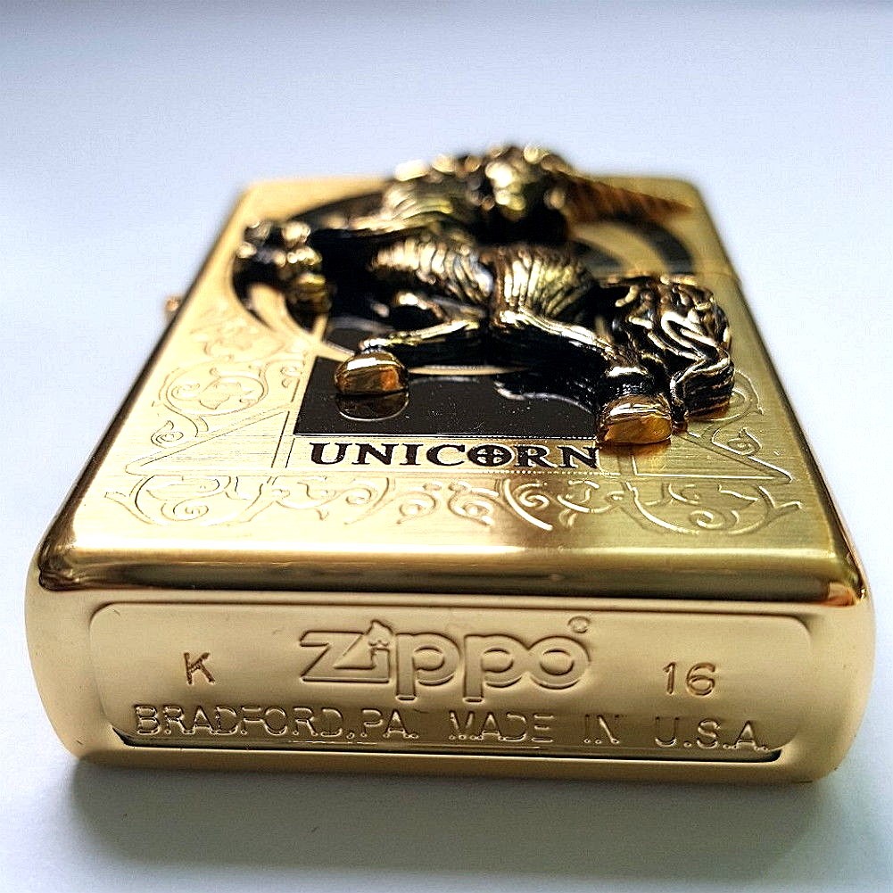 Zippo Unicorn Gold Lighters Genuine Original Packing 6 Flints set GIFT