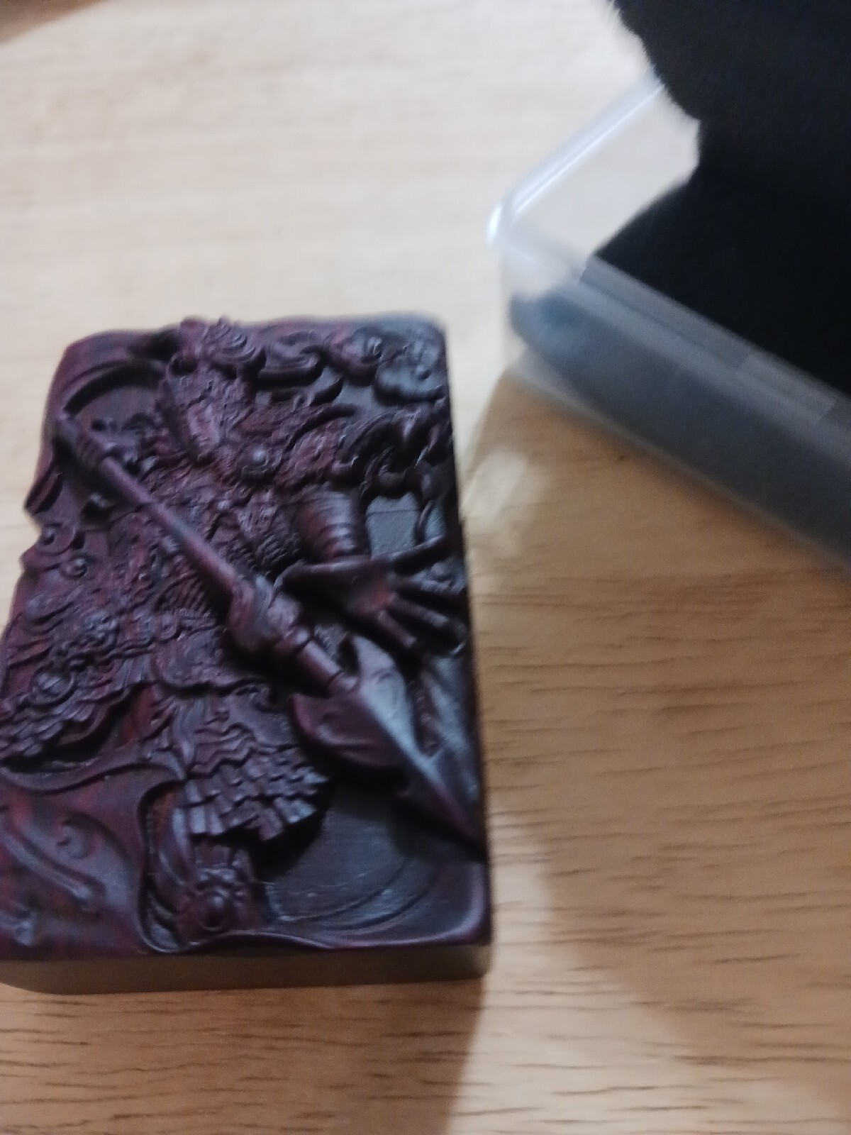 Carved Wooden Warrior Zippo Lighter Case Cover Traditional Original Insert Z8A19