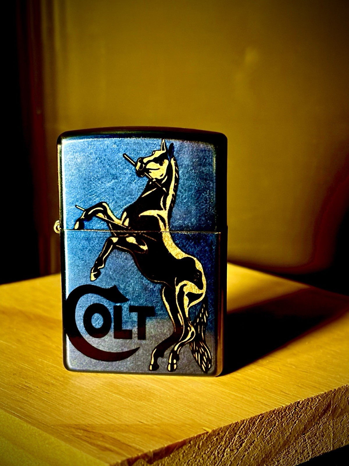 Blue & Gold Colt Zippo Lighter Collectable EDC
