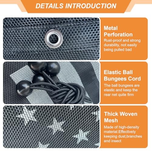 Soft Rear Window Net & Transparent Dust Screen with USA Flag Design –