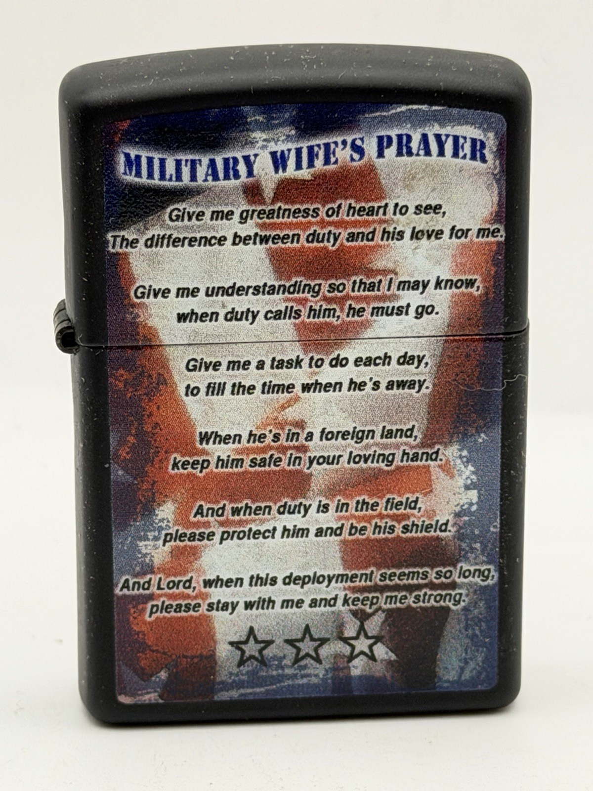 Vintage 2012 Military Wife’s Prayer Black Matte Zippo Lighter New **READ B39