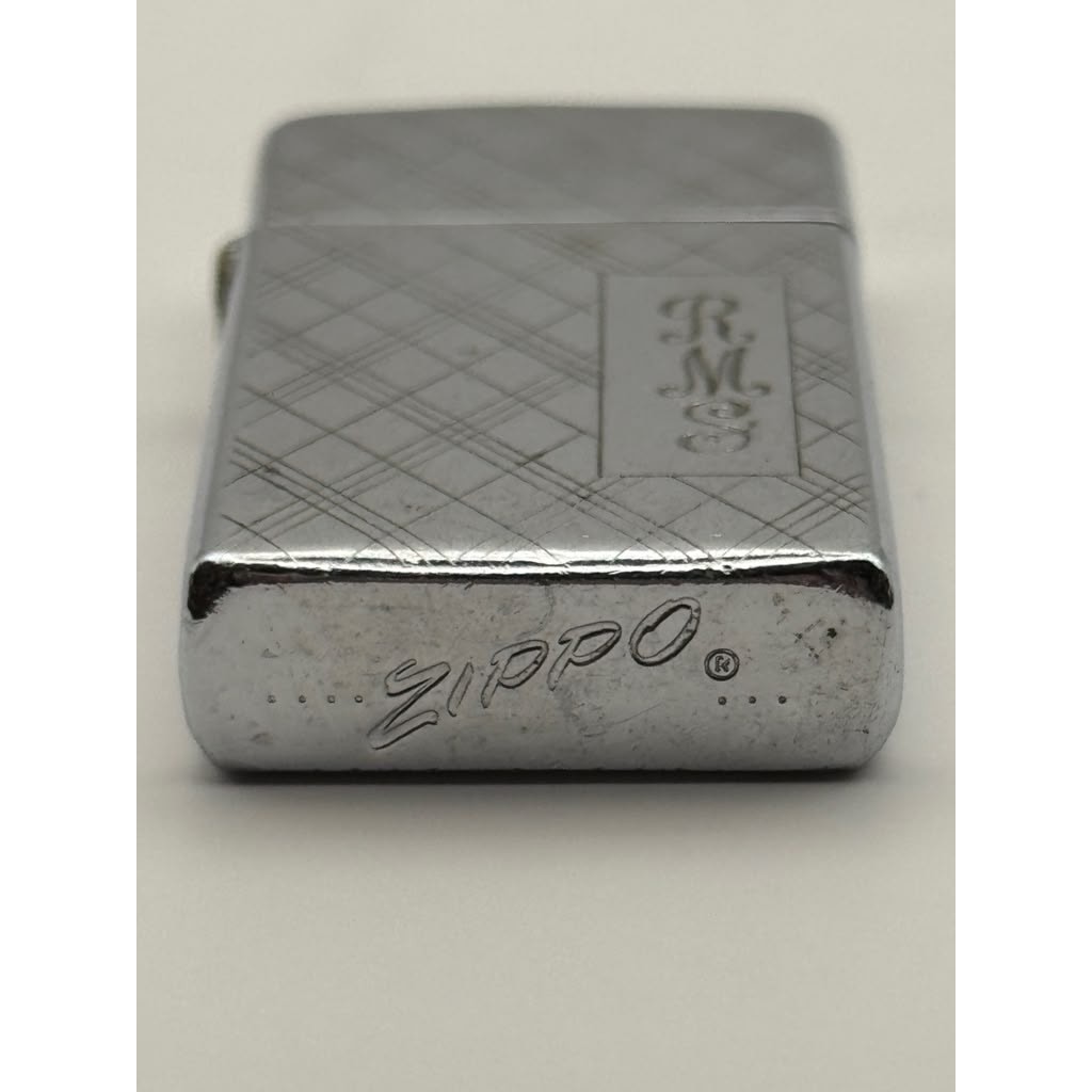 1958 Zippo Slim Engine-Turned Chrome Windproof Lighter Vintage USA Collectible
