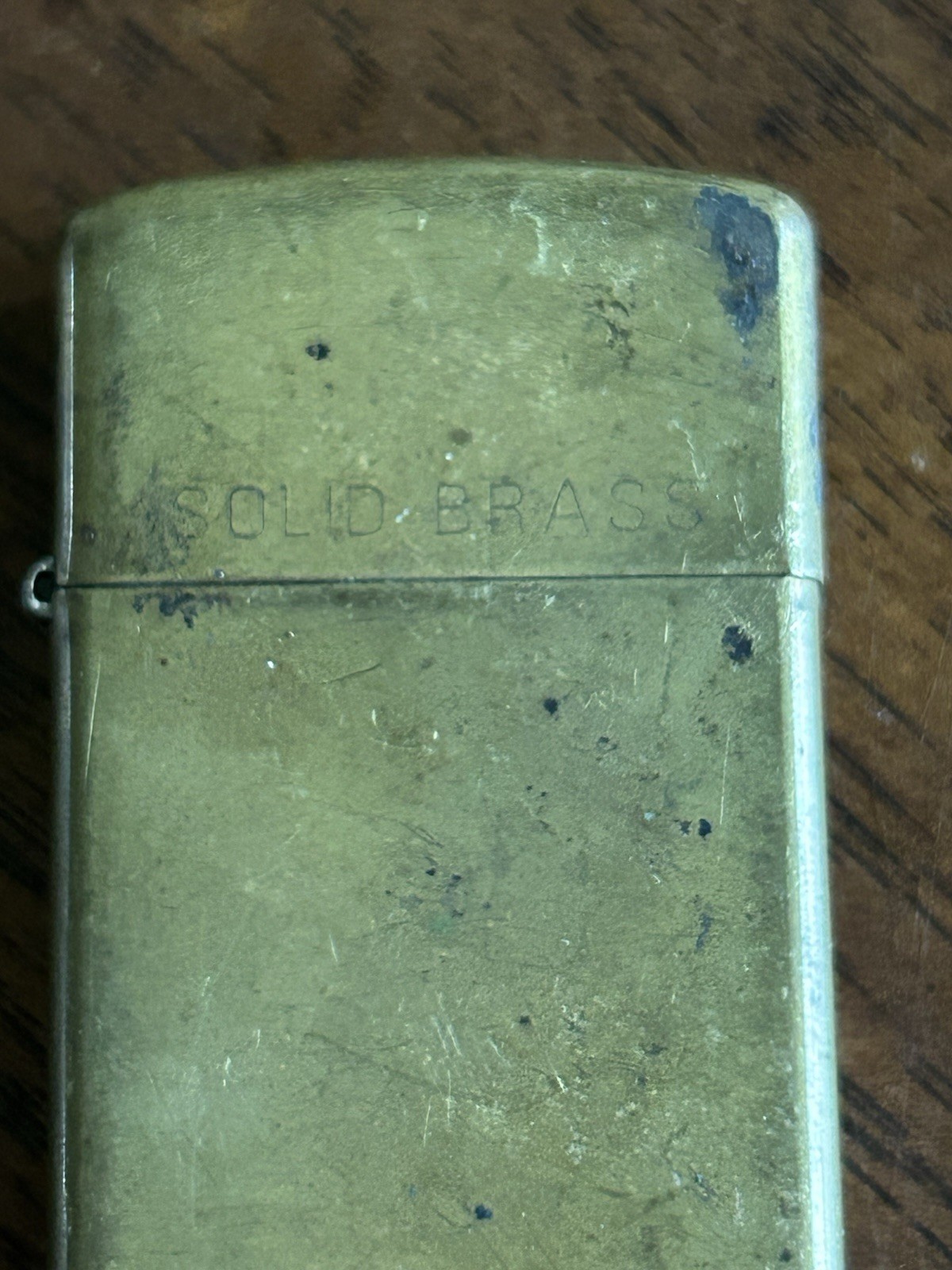 Zippo Lighter Solid Brass H XIV Slim Skinny Old Vintage