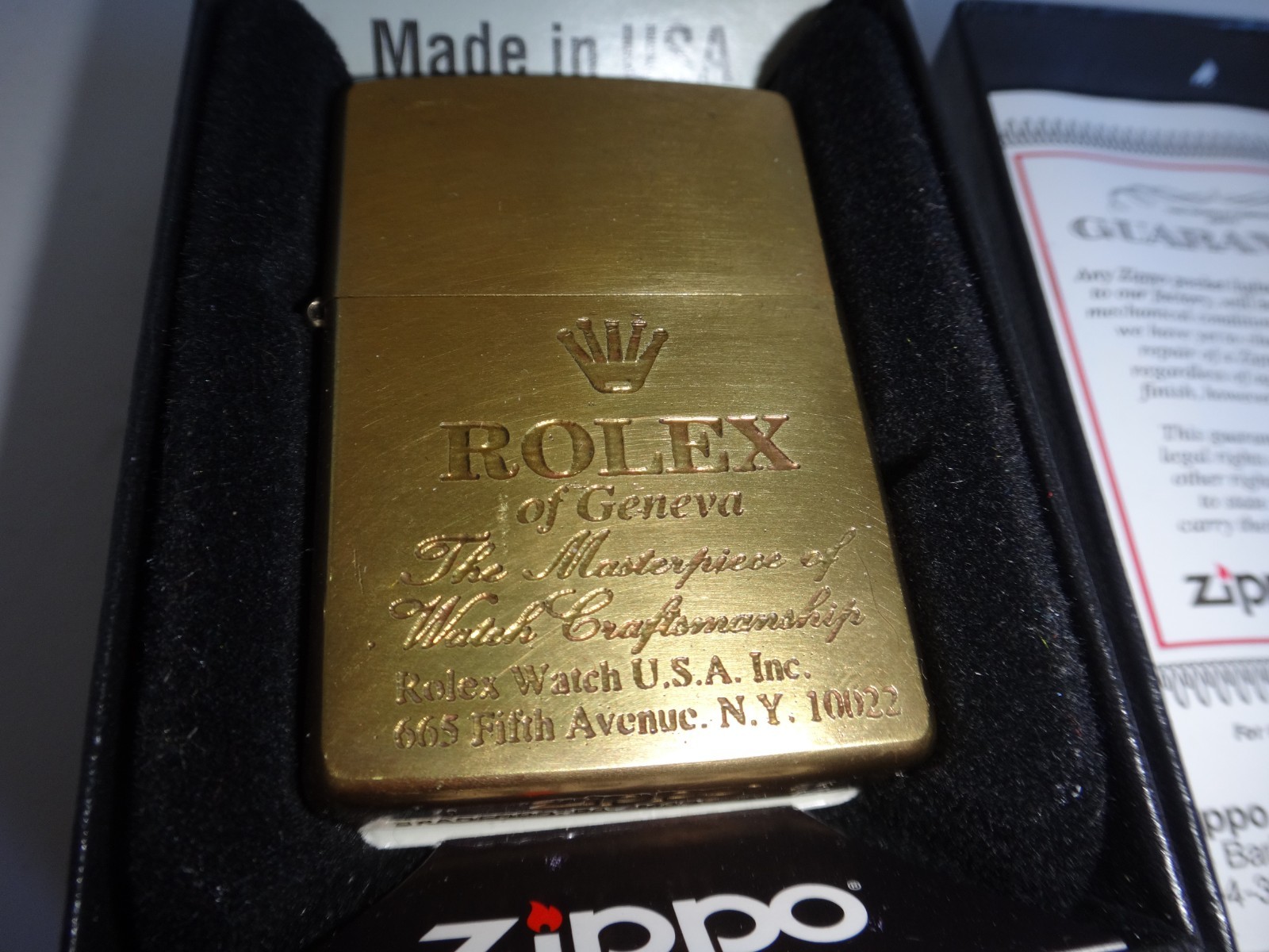 Year 2024 Brass Zippo Lighter ROLEX Geneva MASTERPIECE WATCH CRAFTSMANSHIP Logo