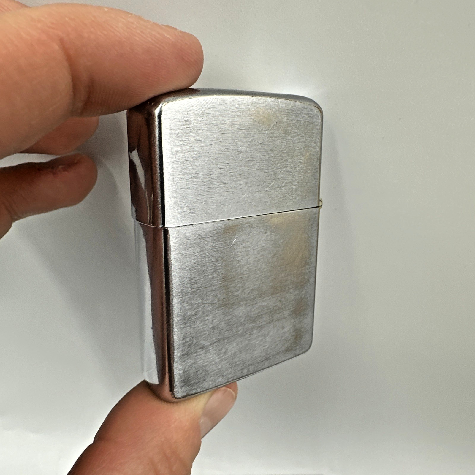 1958 Classic Vtg Zippo Lighter Chrome Finish Great Patina 4 Dots 16 Hole Chimney