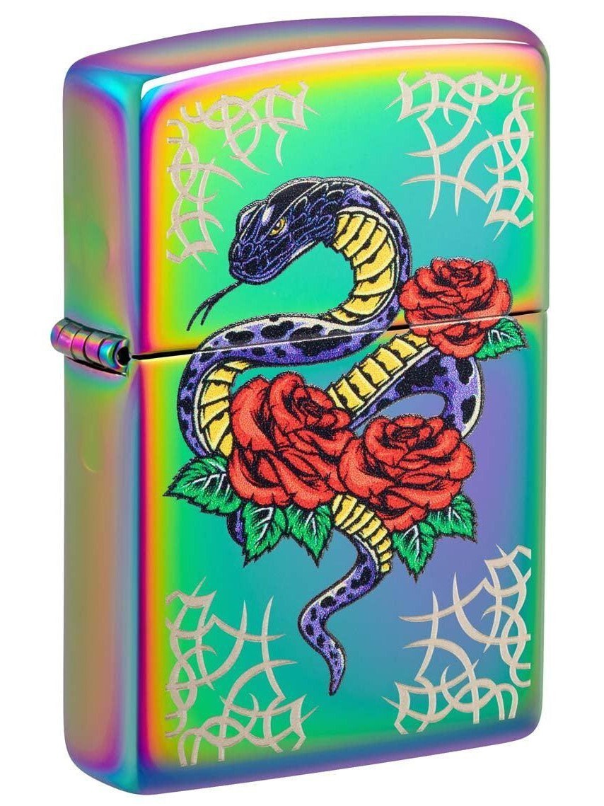 Zippo Lighter: Snake with Roses – Multi Color 48395