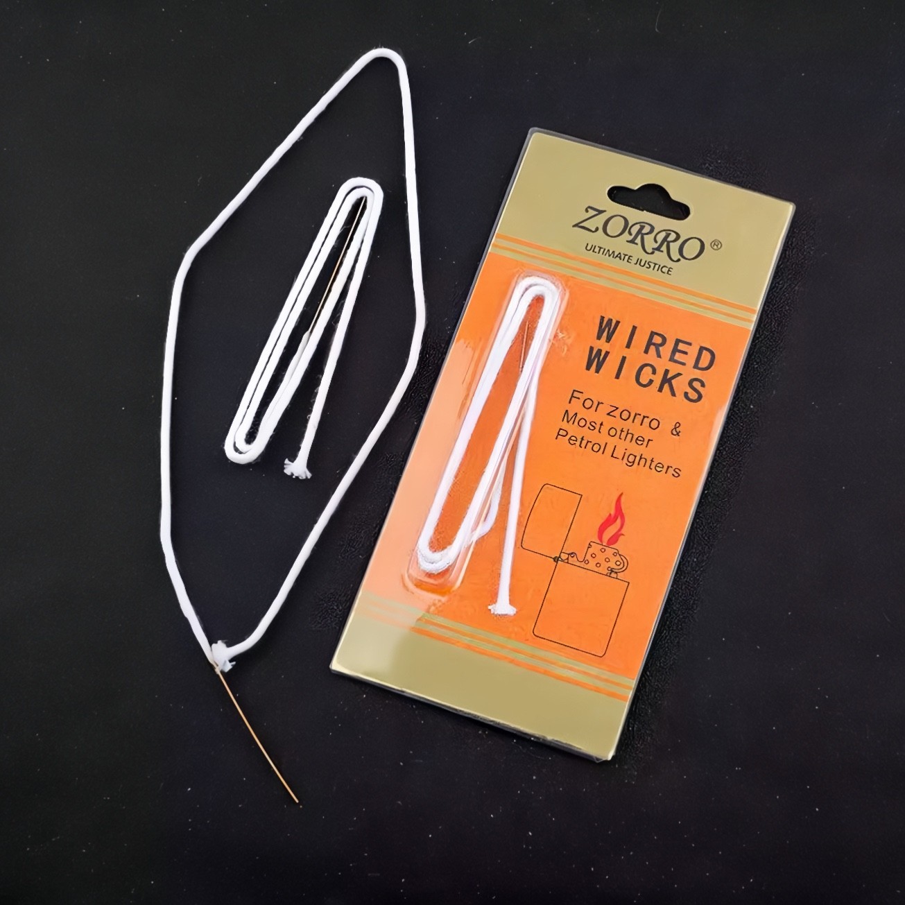 2-Pack Lighter Wick Cotton Core with Wire 38cm Refill FOR Zippo Zorro Inserts