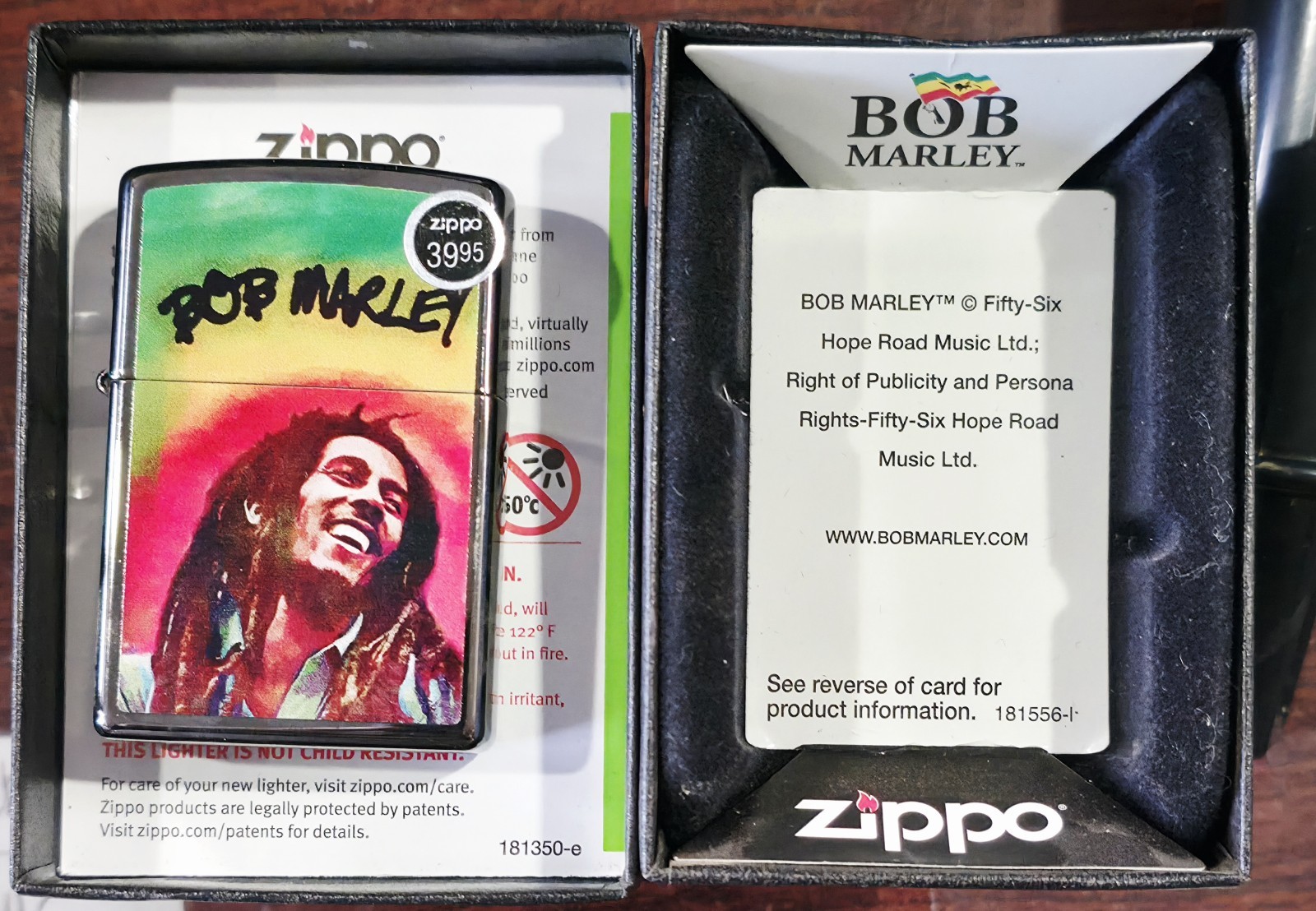 “New Zippo Bob Marley Lighter 160 Color Image Rasta Reggae Unfired In Box USA”