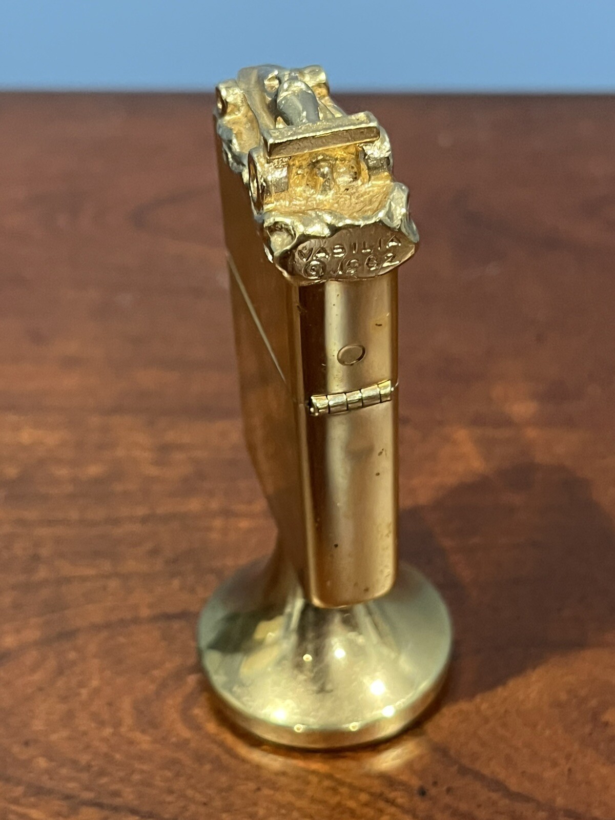 Rare Zippo Desktop Lighter High Polish Gold Plated Formula One – Unfired