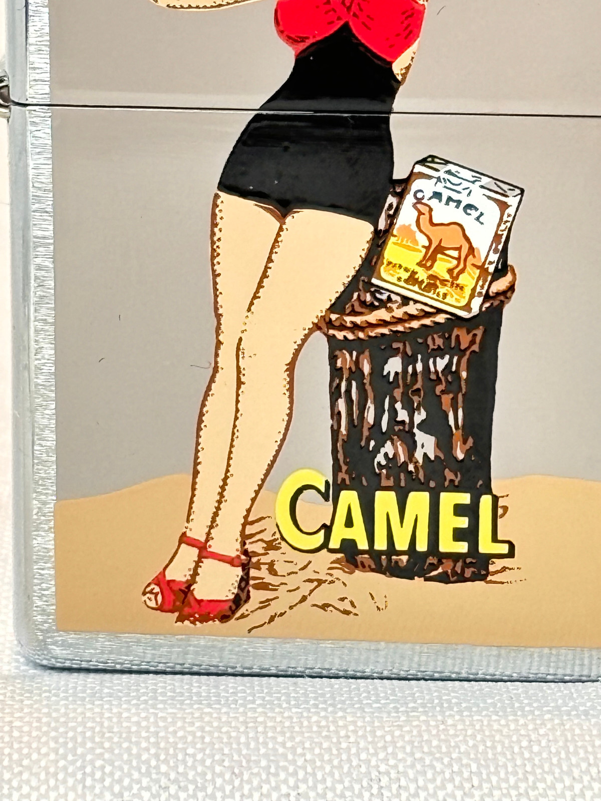 1997 Zippo Camel Lighter 1950’s Style Blonde Girl Sticker Sealed In Tin