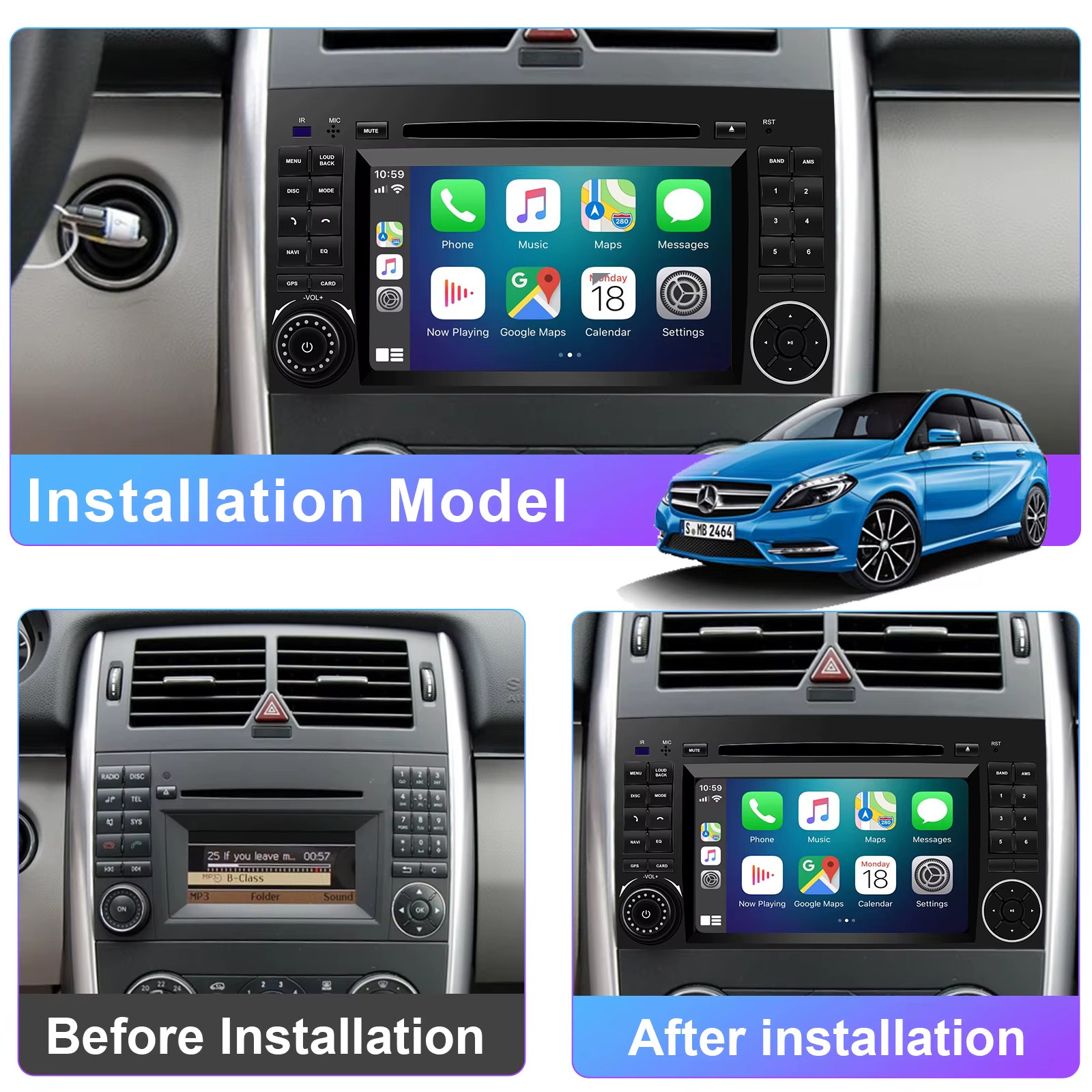 7’Android Car Radio for Benz W169 W245 B16 B170 B180 B200 W639 Vito Viano W906 M