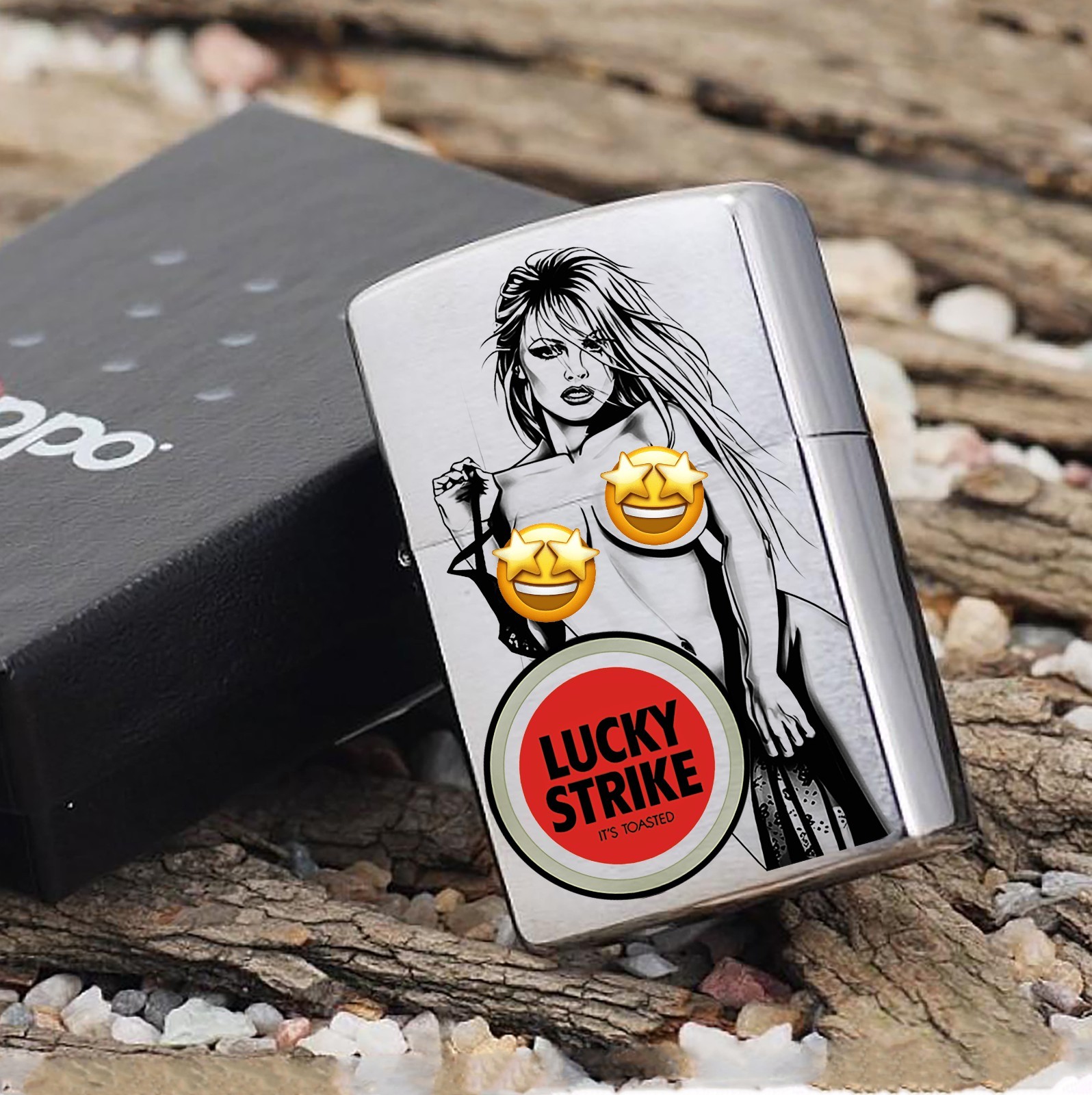 Lucky Strike ZIPPO Anime Girl Pam Lighter, fine art graphic