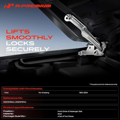 Set of 2 Front Driver and Passenger Hood Hinges | Compatible with Ford