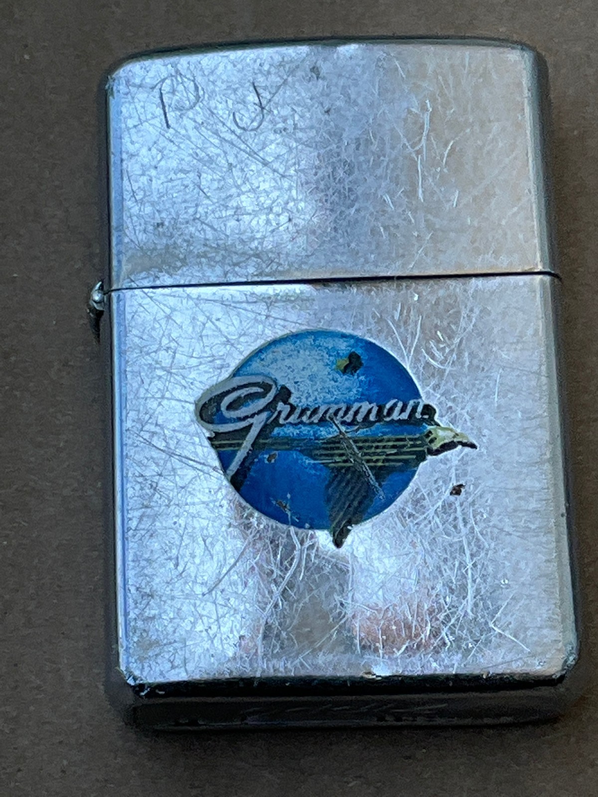 Vintage 1958 ZIPPO Cigarette Lighter Grumman Aircraft Logo Fair Condition