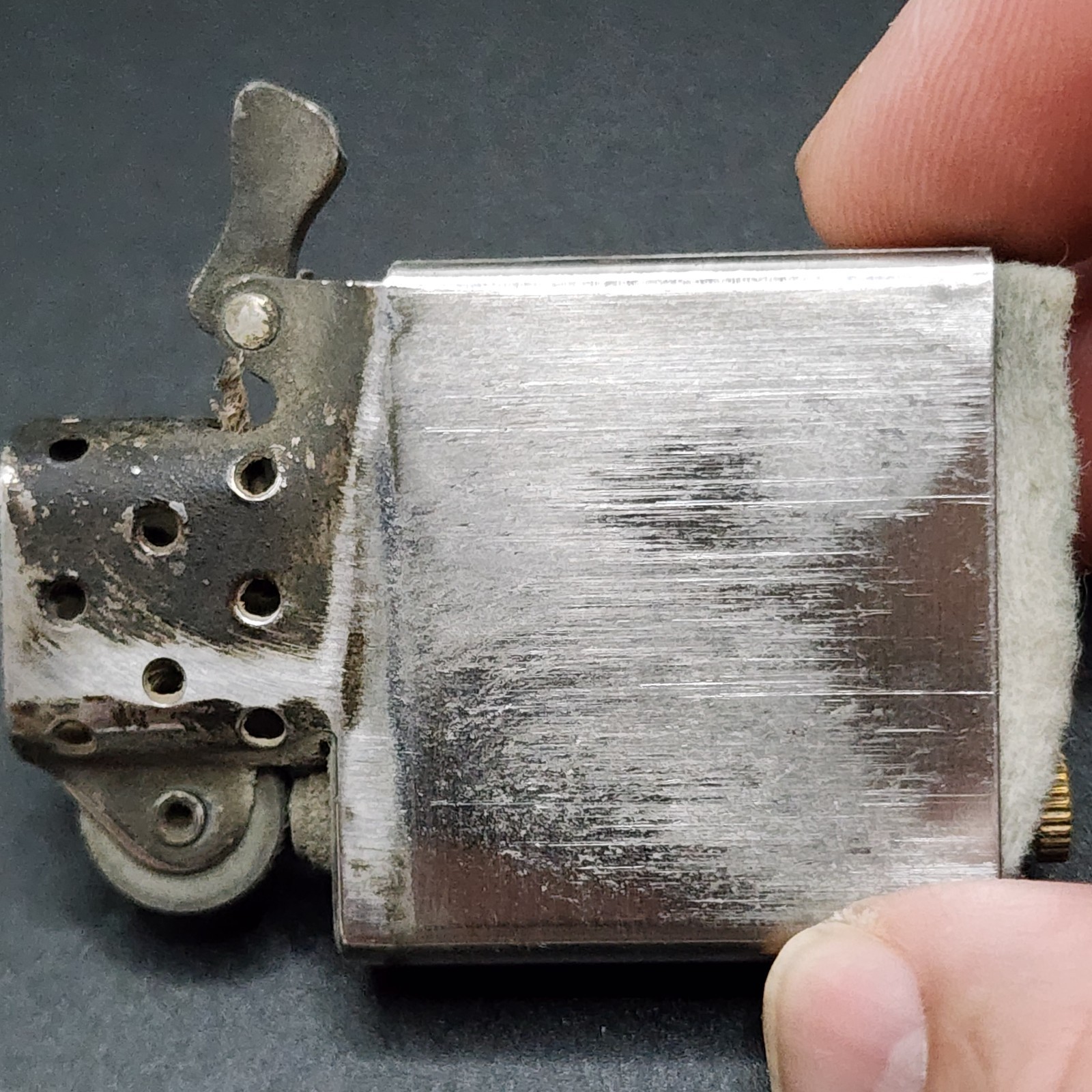Vintage 1958 Zippo Lighter 8 Dot Pat 2517191 Engraved S Lightning Bolt Logo