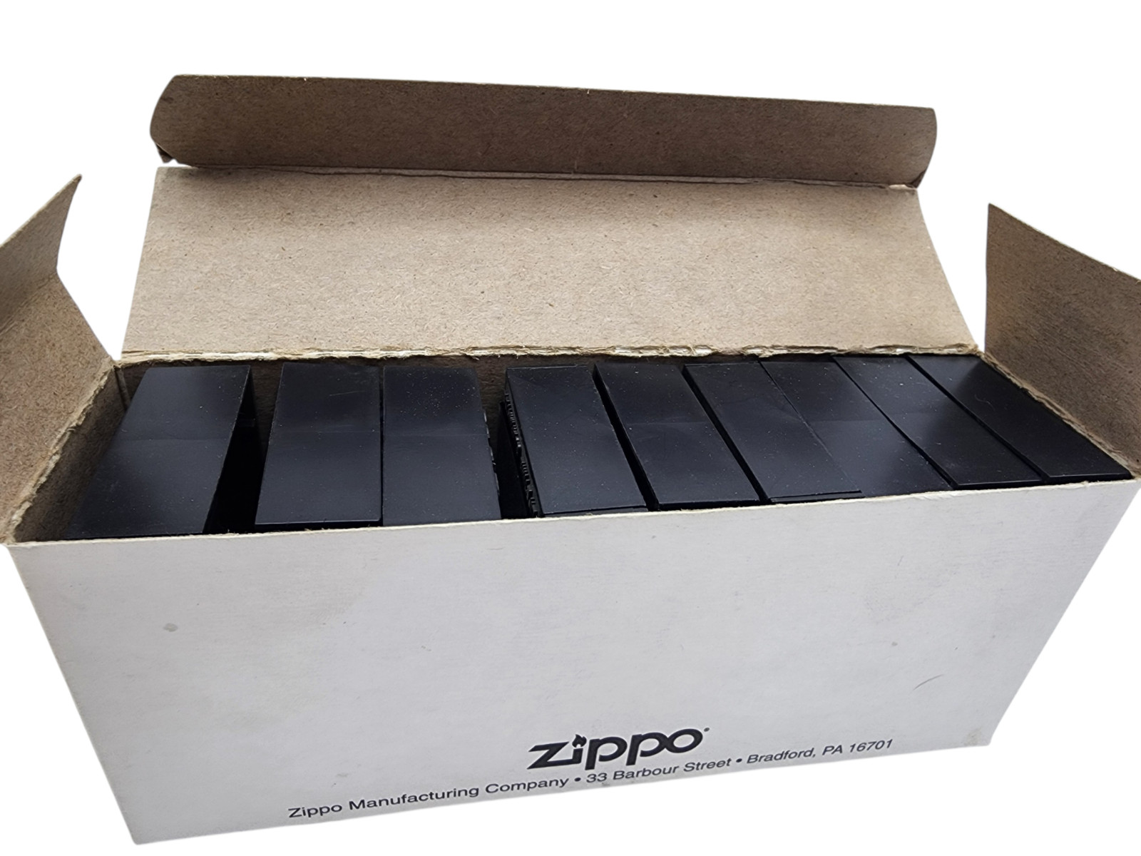 Vintage 1990s EMPTY Zippo Money Clip Display Boxes Black Hard Plastic – QTY 9