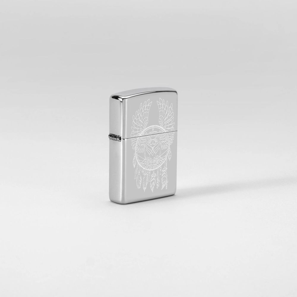 Zippo Dreamcatcher Design High Polish Chrome Windproof Pocket Lighter, 250-11…