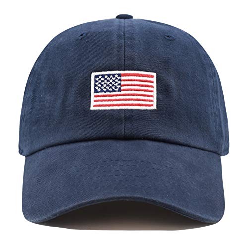USA Flag & Embroidery Premium 100% Cotton Low Profile One Size 1. Flag-navy