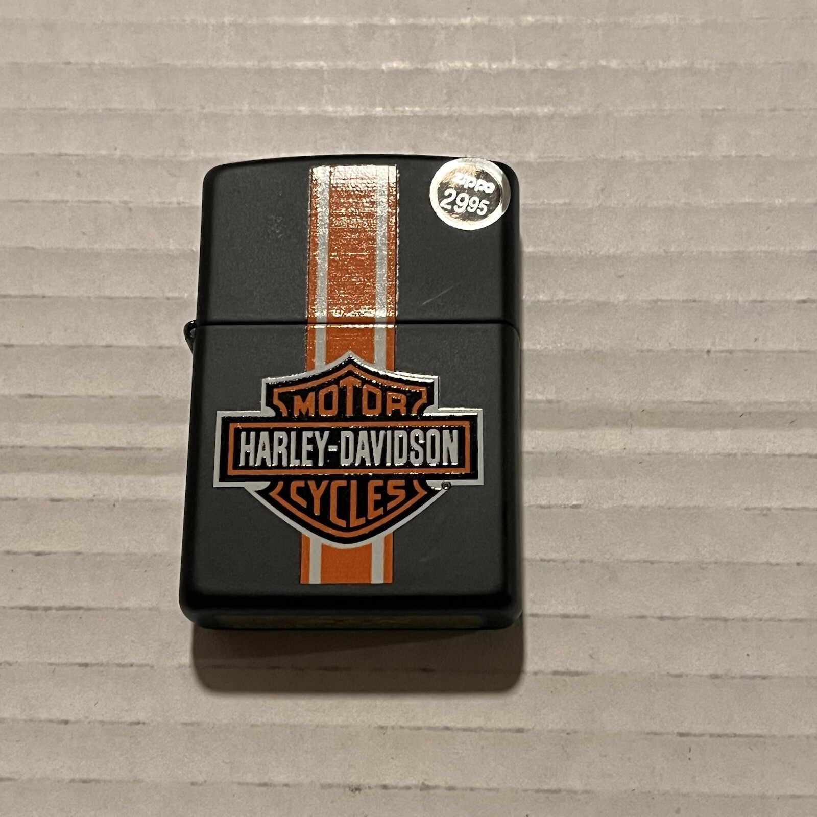 Zippo Lighter Harley Davidson H-D Orange Stripe Bar and Shield Stripes 24956