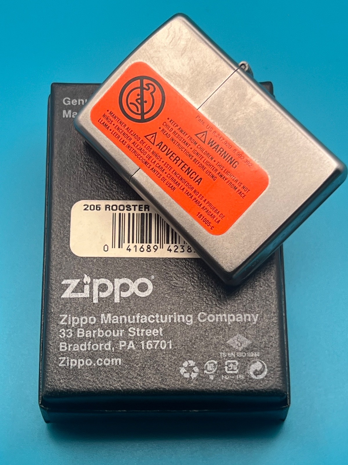 Genuine Brand New 2015 ZIPPO LIGHTER Rare COCKEREL/ROOSTER Design Satin Chrome