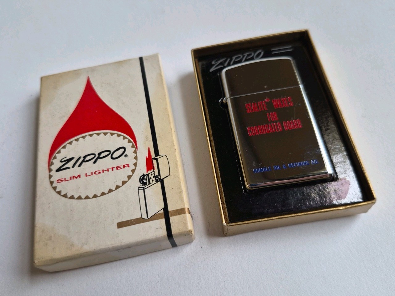 NOS Vintage Humble Oil Company Sealite Waxes Advertising Zippo Lighter w/ Box