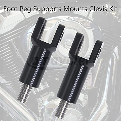 Passenger Foot Peg Supports Mounts Clevis Kit Compatible With Harley black