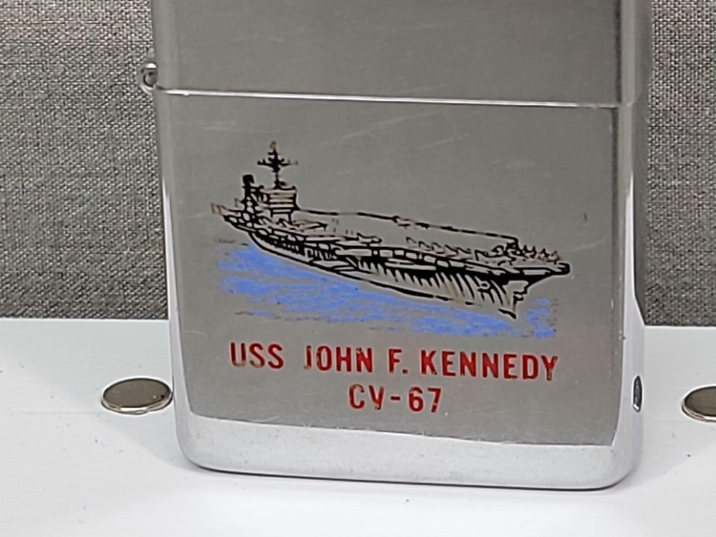 Vintage E / IV 1988 USS John F Kennedy CV-67 Double Sided Graphic Zippo Lighter
