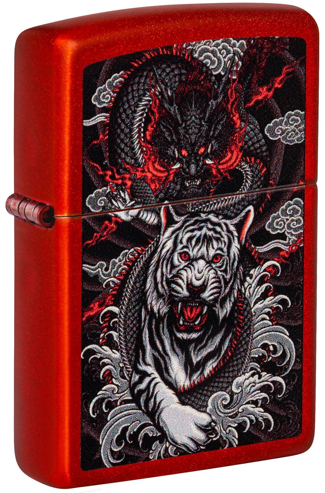 Zippo Dragon Tiger Design Metallic Red 48933