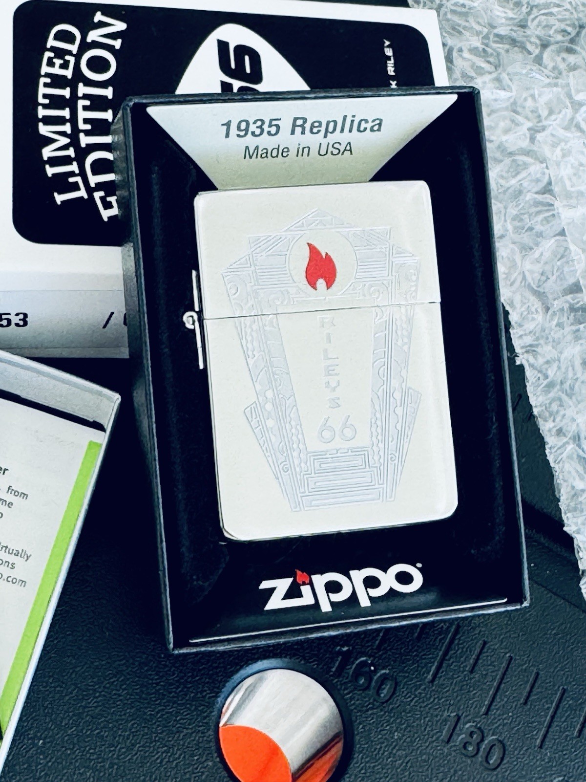 Zippo 1935 Replica Art Deco Flame Lighter Limited Edition 1 Of 66 Retired New