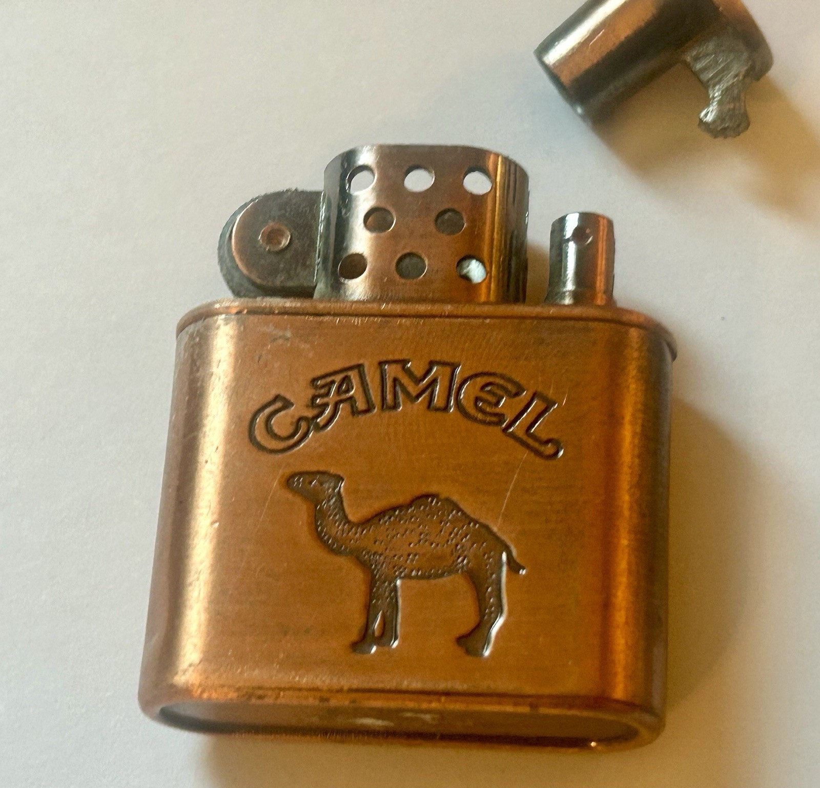 Two Vintage Camel Zippo Lighters For Repair Parts Silver Tone Copper Tone