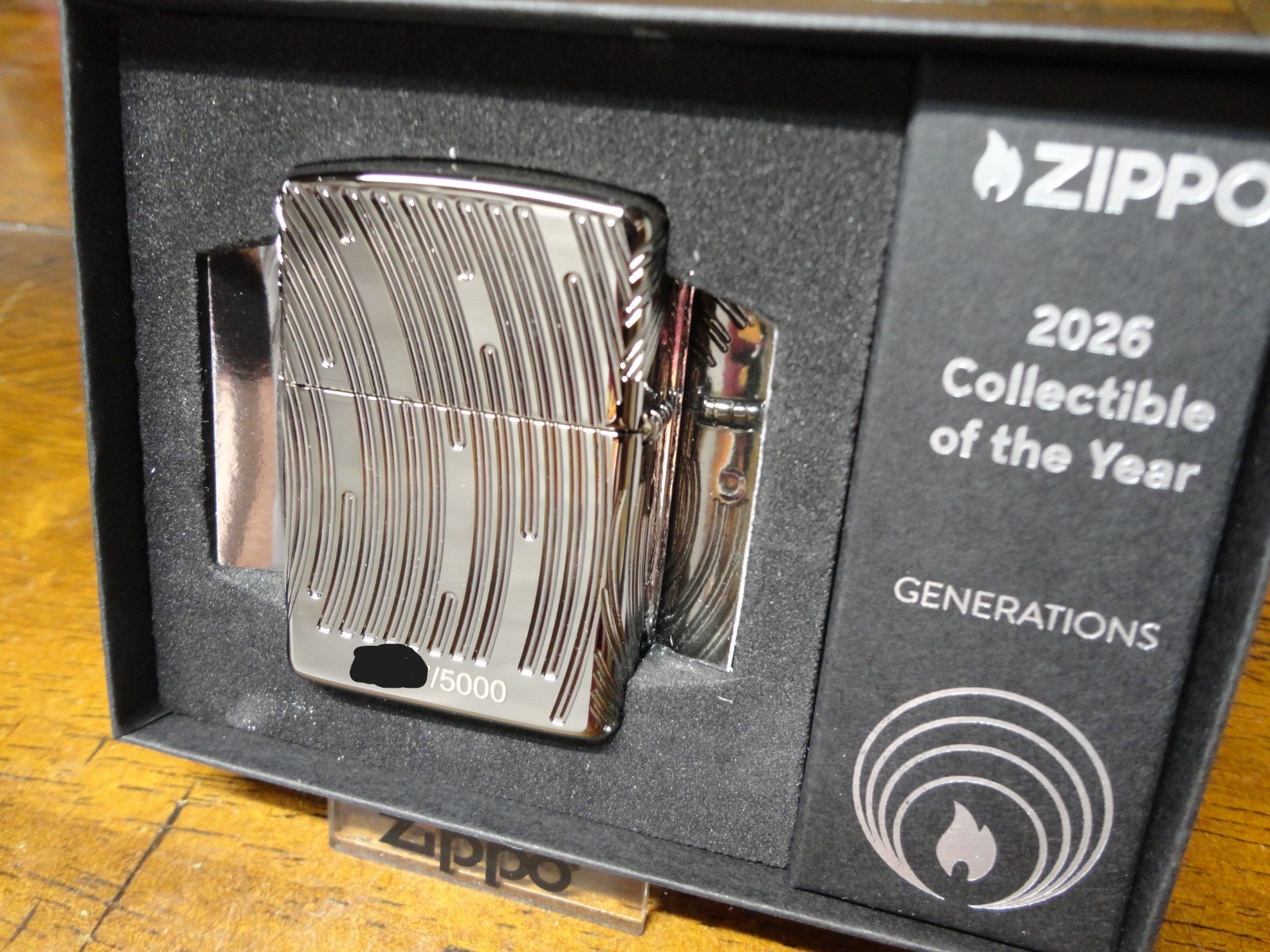 GENERATIONS COLLECTIBLE OF THE YEAR ARMOR BLACK ICE ZIPPO LIGHTER 5000 MADE 2026