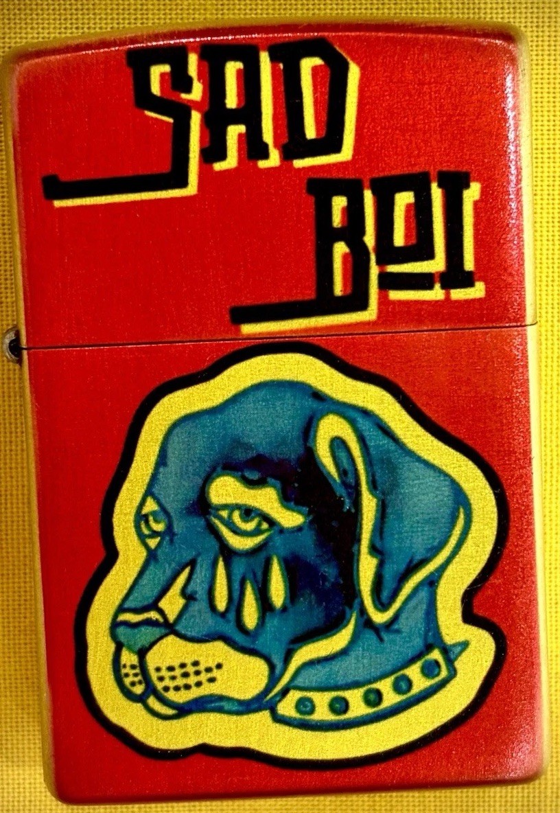 Trad Style gold “Sad Dog” Zippo Lighter Custom Collectable