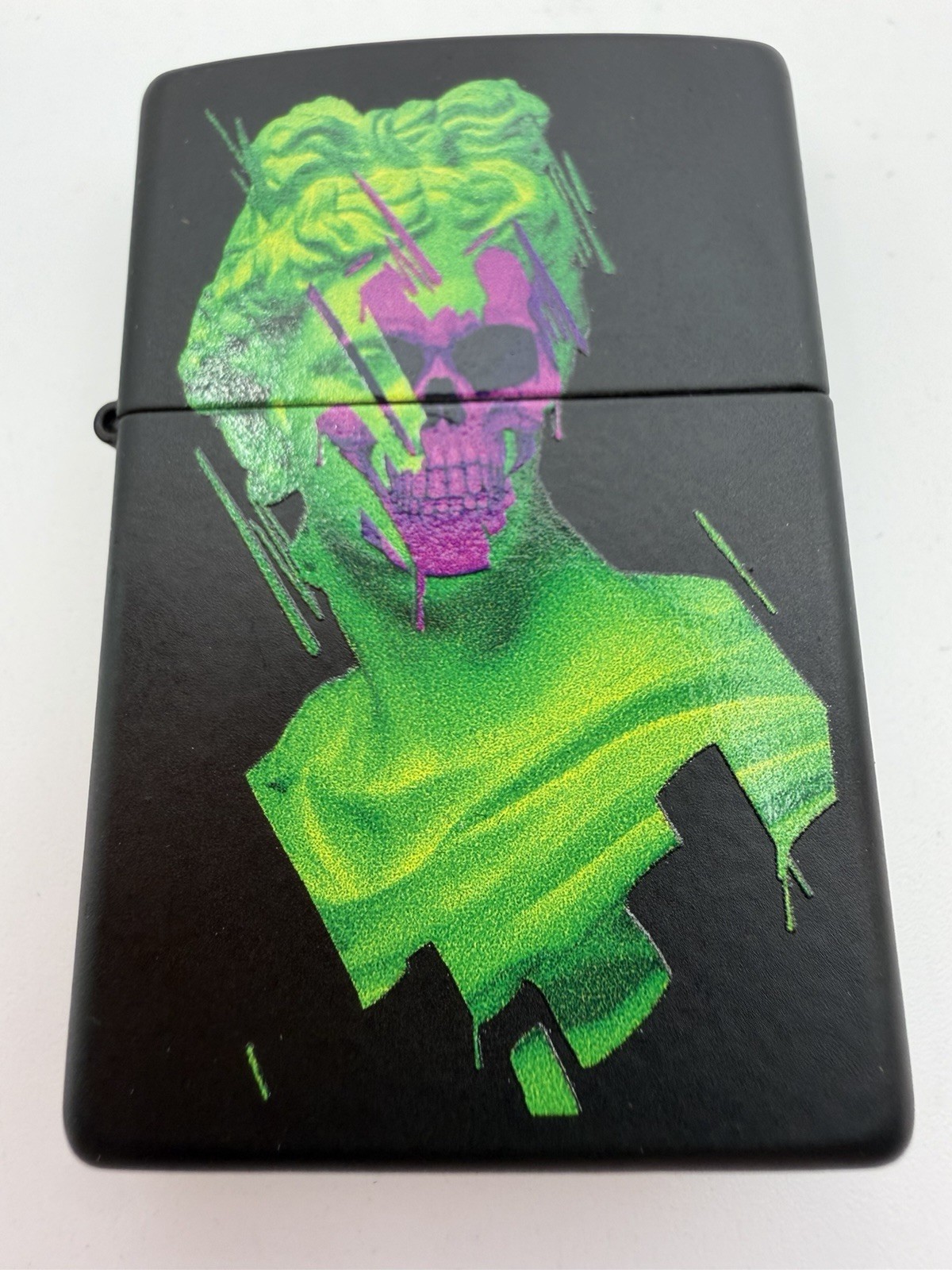 2023 Freaky Skull Black Light Black Matte Zippo Lighter NEW 48812