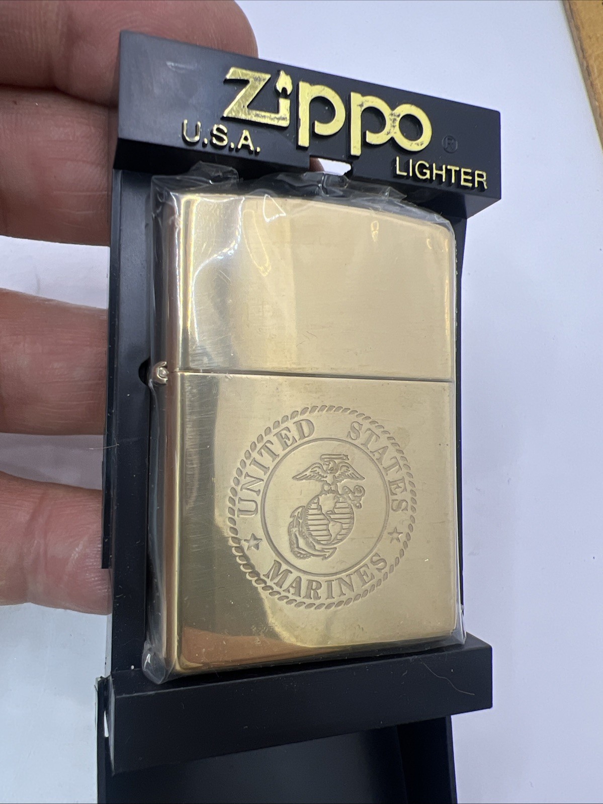 Vintage USMC Marine Brass Zippo Lighter