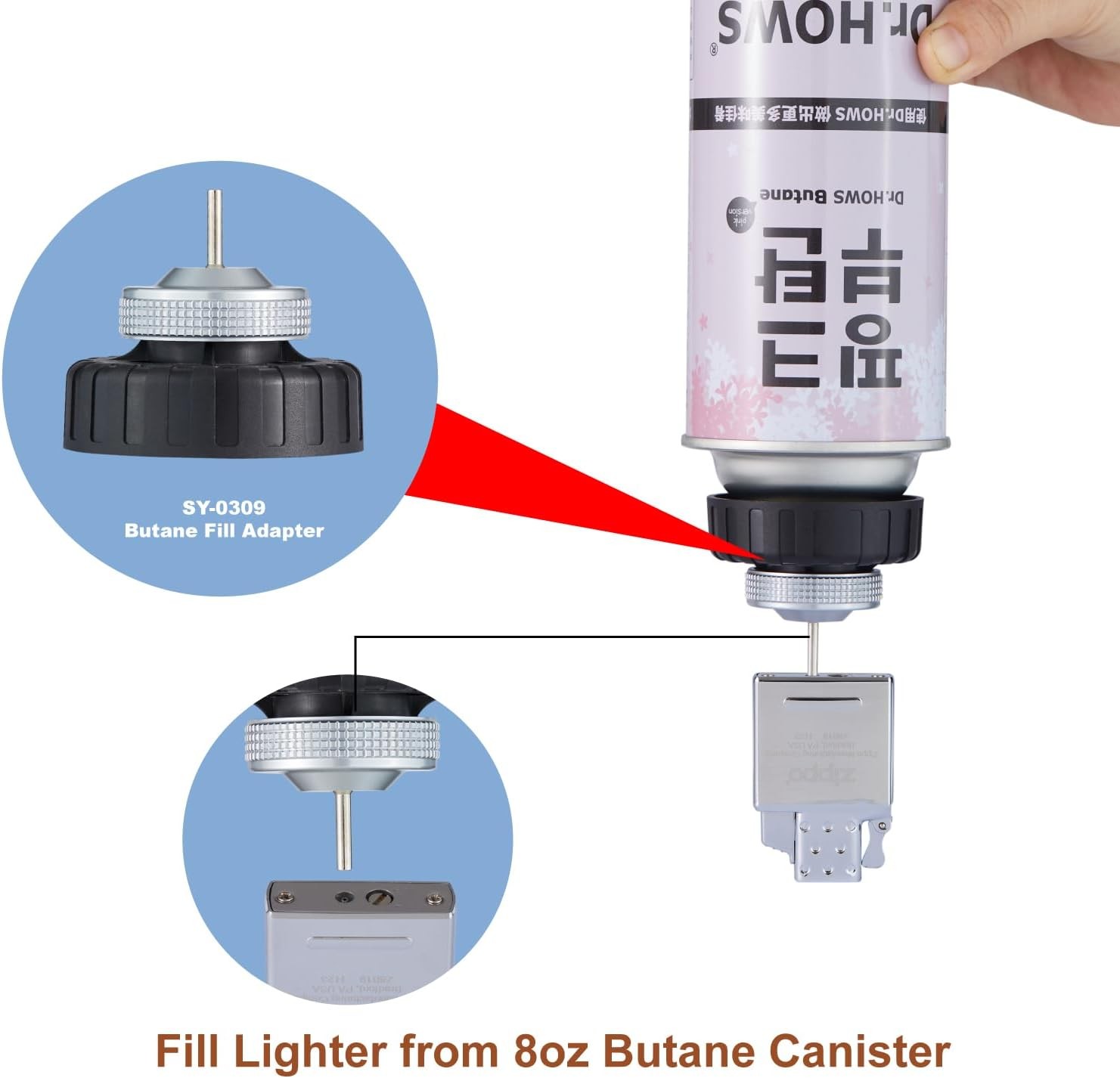 Butane Fill Adapter,Gas Refill 2.16*2.16*1.77in/ 5.5*5.5*4.5CM, Grey