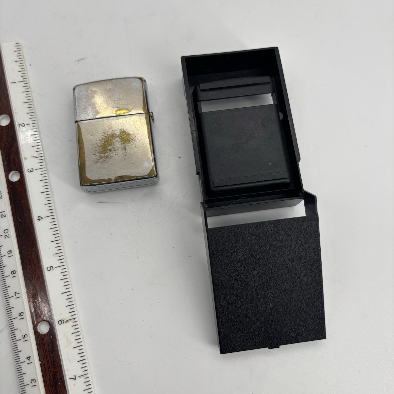 Vintage Mack Trucks Chrome Zippo Lighter Untested Plastic Case