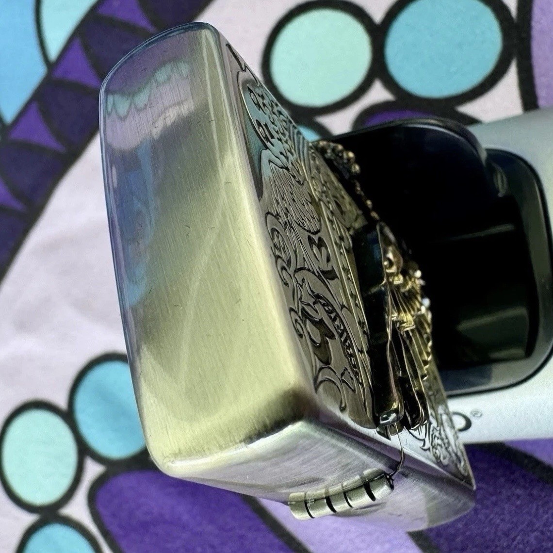 Zippo Lighter Fortune Head Lucky Owl Crown Skull 3 Sided Metal Gold Silver Brass