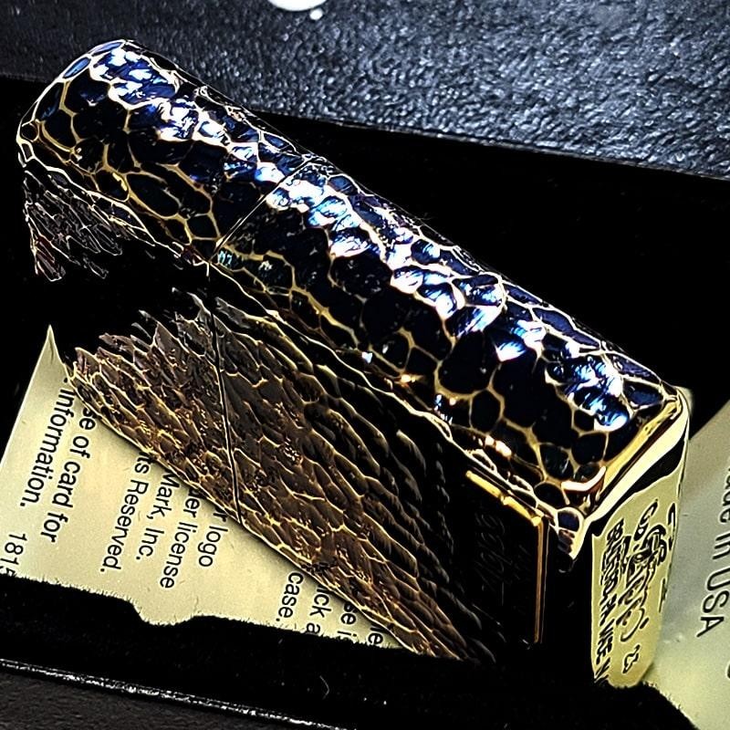Zippo Armor Hammertone Metal Aurora Gold 5 Sided Processing Lighter Japan