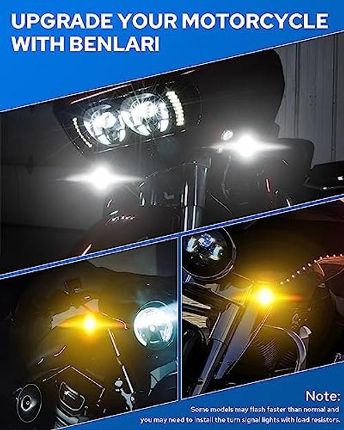 Upgrade 2″ Motorcycle Front Turn Signals with Smoked Lens Covers 1157 LED